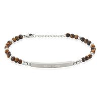 Bracelet Identité Acier Blanc Boules Sebastino œil De Tigre