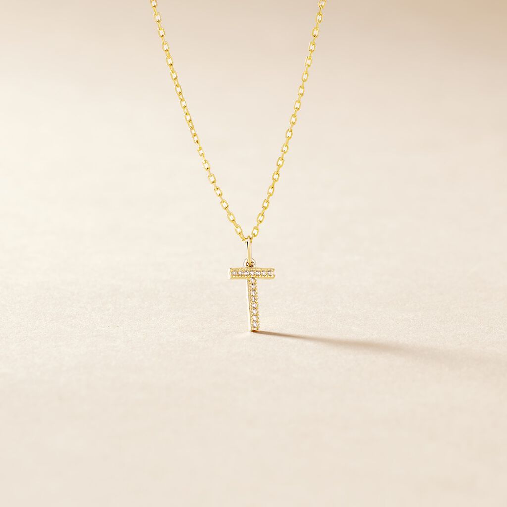 Pendentif Lettre T Or Jaune Oxyde - Pendentifs Famille | Histoire d’Or