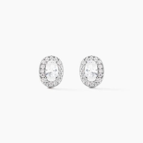Boucles D'oreilles Puces Albertina Argent Blanc Oxyde De Zirconium - Boucles d'oreilles fantaisie Femme | Histoire d&rsquo;Or