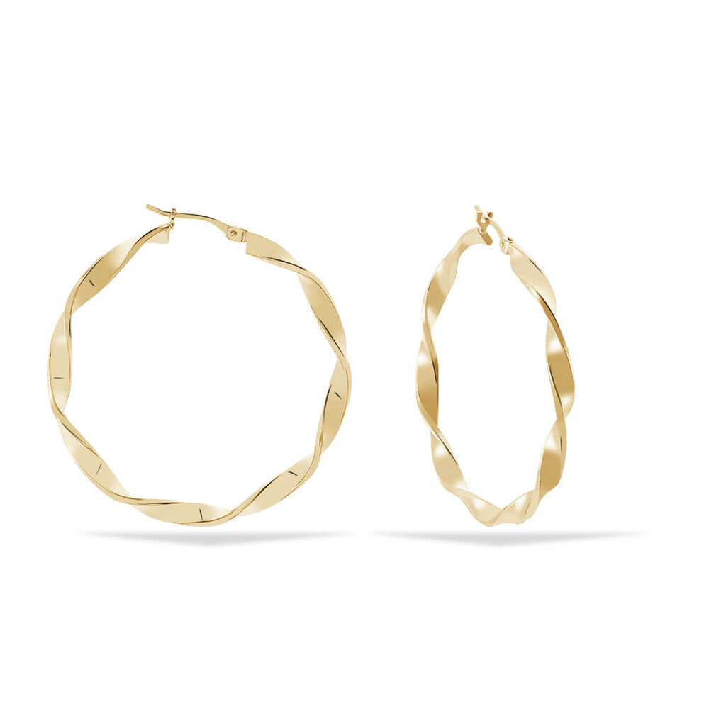 Cr&eacute;oles Lenna Torsad&eacute;e Plaqu&eacute; Or Jaune - Boucles d'oreilles cr&eacute;oles Femme | Histoire d&rsquo;Or