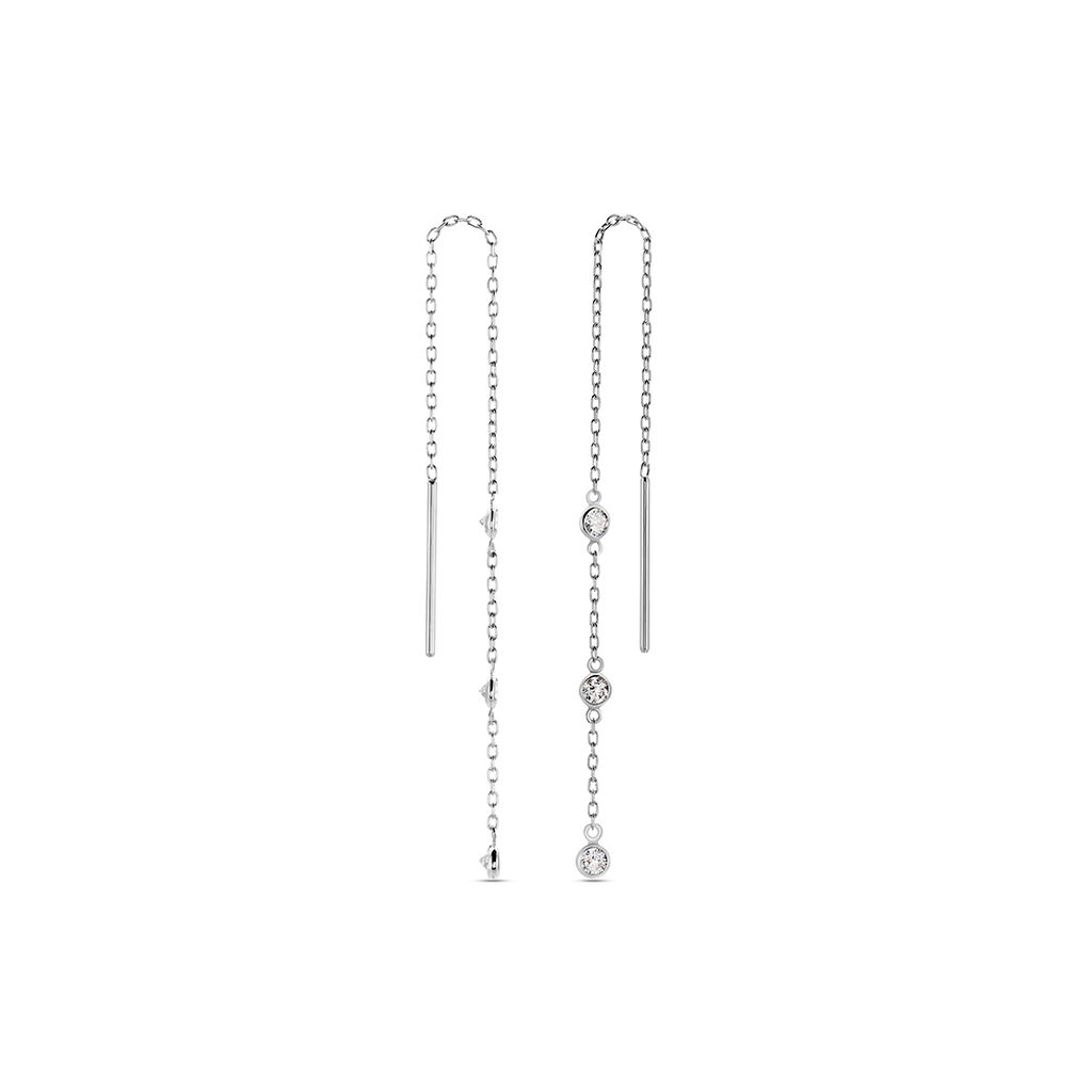 Boucles D'oreilles Pendantes Themis Argent Blanc Oxyde De Zirconium - Boucles d'oreilles fantaisie Femme | Histoire d’Or