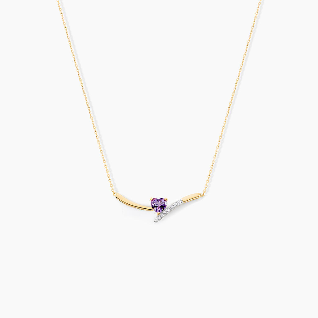 Collier Eva Or Jaune Amethyste Et Oxyde De Zirconium - Colliers Femme | Histoire d&rsquo;Or