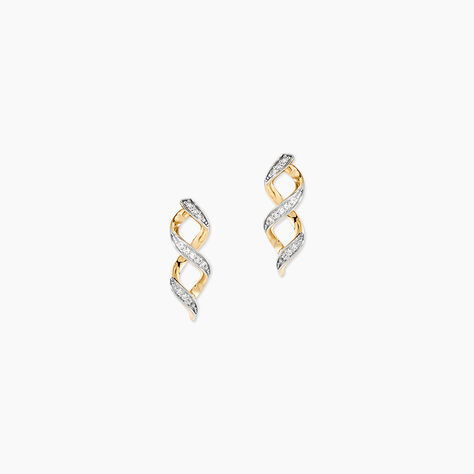 Boucles D'oreilles Or Jaune Serj Oxydes De Zirconium - Boucles d'oreilles pendantes Femme | Histoire d&rsquo;Or