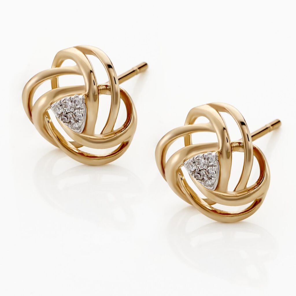 Boucles D'oreilles Puces Or Jaune Afua Diamants - Clous d'oreilles Femme | Histoire d&rsquo;Or