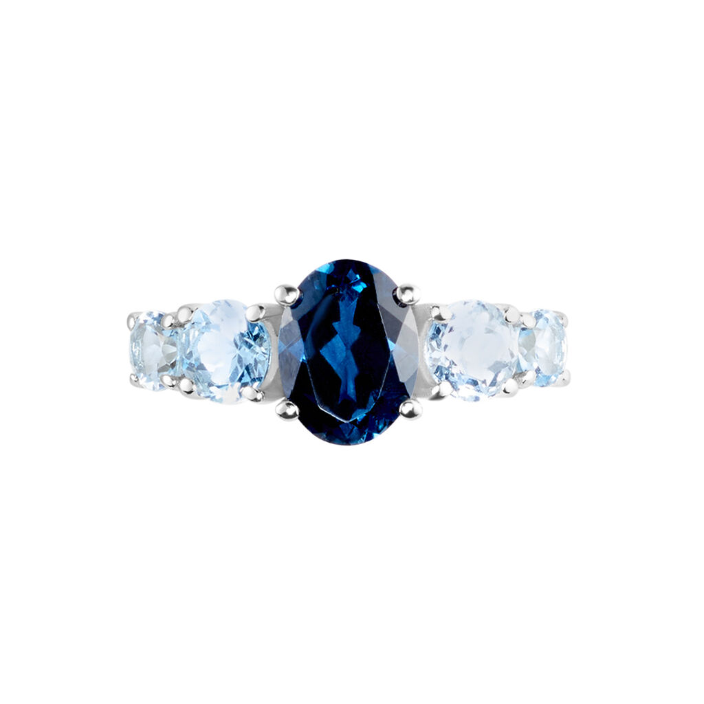 Bague Muna Or Blanc Topaze Bleu London Topaze Topaze - Bagues avec pierre Femme | Histoire d’Or