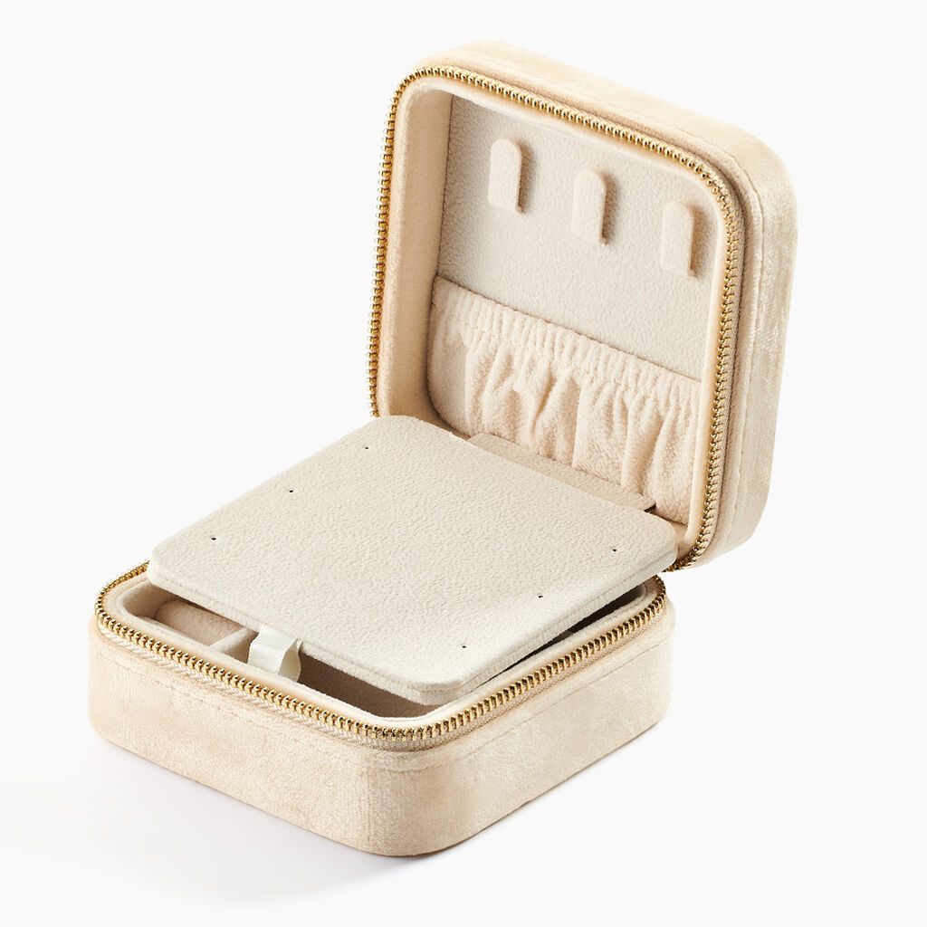 Boite &agrave; Bijou Tissu Beige - Id&eacute;es cadeaux Famille | Histoire d&rsquo;Or