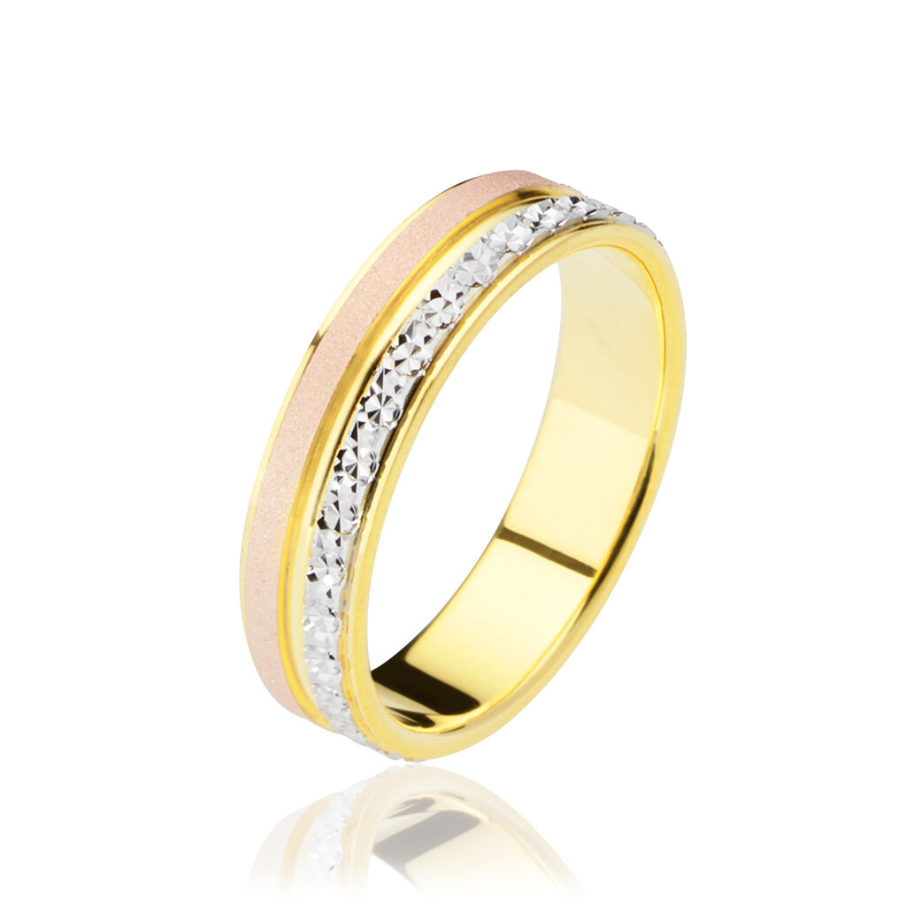Alliance Triade Ruban Plat Or Tricolore - Alliances Unisex | Histoire d&rsquo;Or