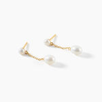 Boucles D'Oreilles Pendantes Clare Argent Dor&eacute; A L'Or 750/1000 Perle De Culture - Boucles d'oreilles pendantes Femme | Histoire d&rsquo;Or