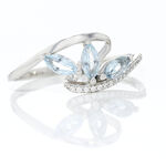 Bague Petale Or Blanc Topaze Et Oxyde De Zirconium - Bagues avec pierre Femme | Histoire d&rsquo;Or