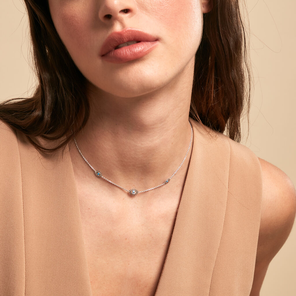 Collier Parad'eyes Argent Blanc - Colliers fantaisie Femme | Histoire d’Or