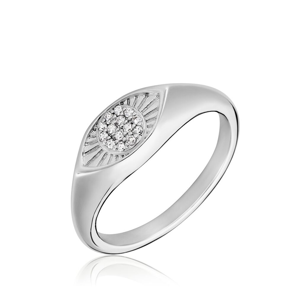 Chevalière Evalyn Argent Blanc Oxyde De Zirconium
