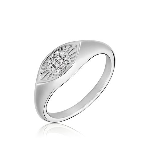 Chevalière Evalyn Argent Blanc Oxyde De Zirconium - Chevalières Femme | Histoire d’Or