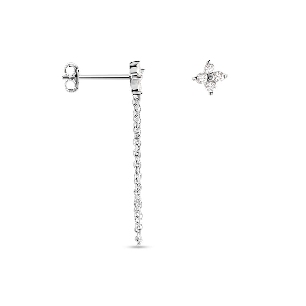 Boucles D'oreilles Dépareillées June Argent Blanc Oxyde De Zirconium - Boucles d'oreilles fantaisie Femme | Histoire d’Or