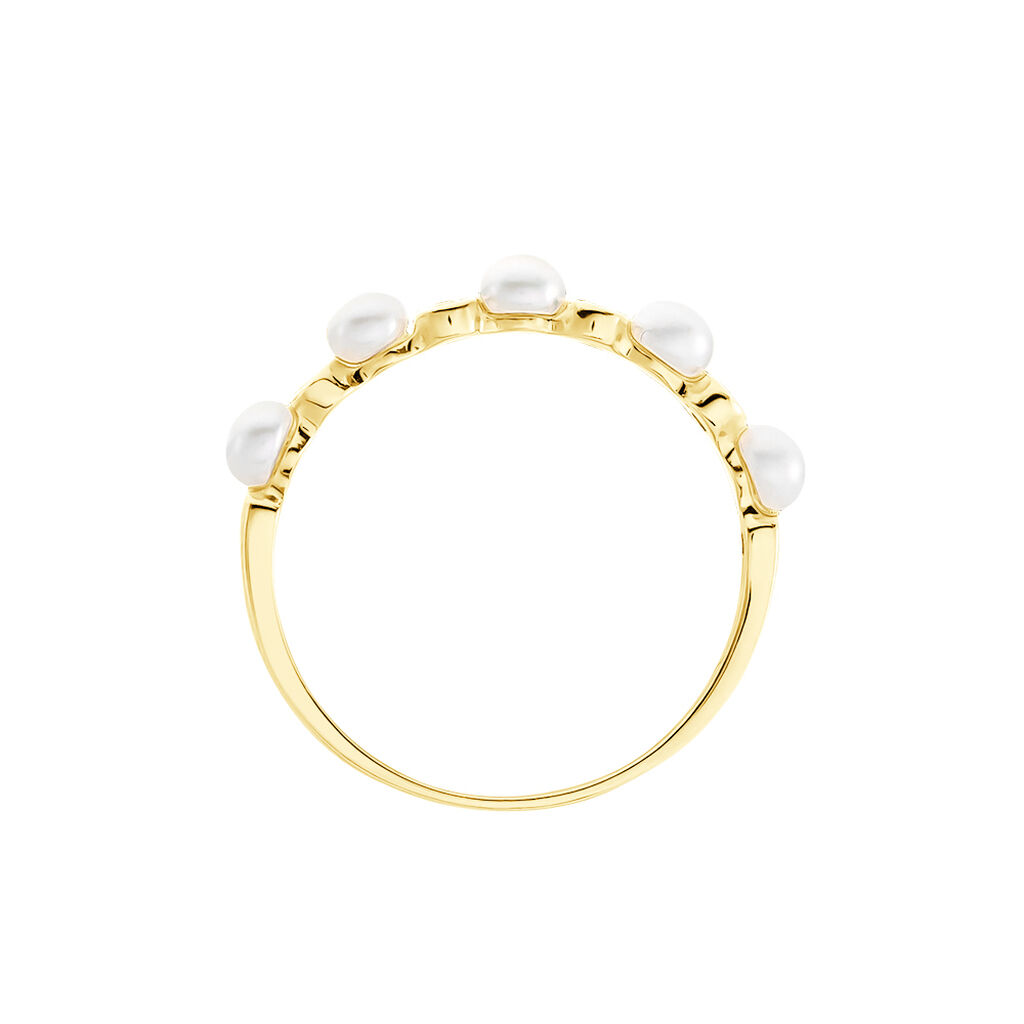Bague Tiny Pearls Or Jaune Perle De Culture Oxyde De Zirconium - Bagues avec pierre Femme | Histoire d’Or