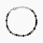 Bracelet Saul Acier Blanc Pierre De Lave Labradorite H&eacute;matite - Bracelets Homme | Histoire d&rsquo;Or