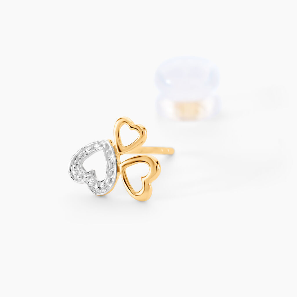 Boucles D'oreilles Puces Anne-maudae Triple Coeurs Or Bicolore - Clous d'oreilles Femme | Histoire d&rsquo;Or