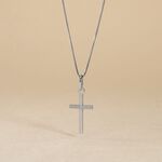 Pendentif Bathilde Croix Striee Or Blanc - Pendentifs Communion Unisex | Histoire d&rsquo;Or