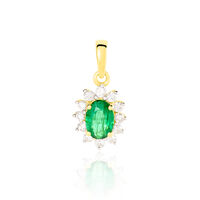 Pendentif Vladimir Or Jaune Emeraude Et Diamant