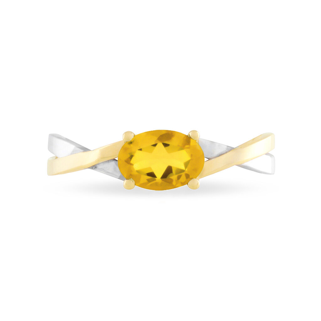 Bague Emeline Or Bicolore Citrine - Bagues solitaires Femme | Histoire d’Or