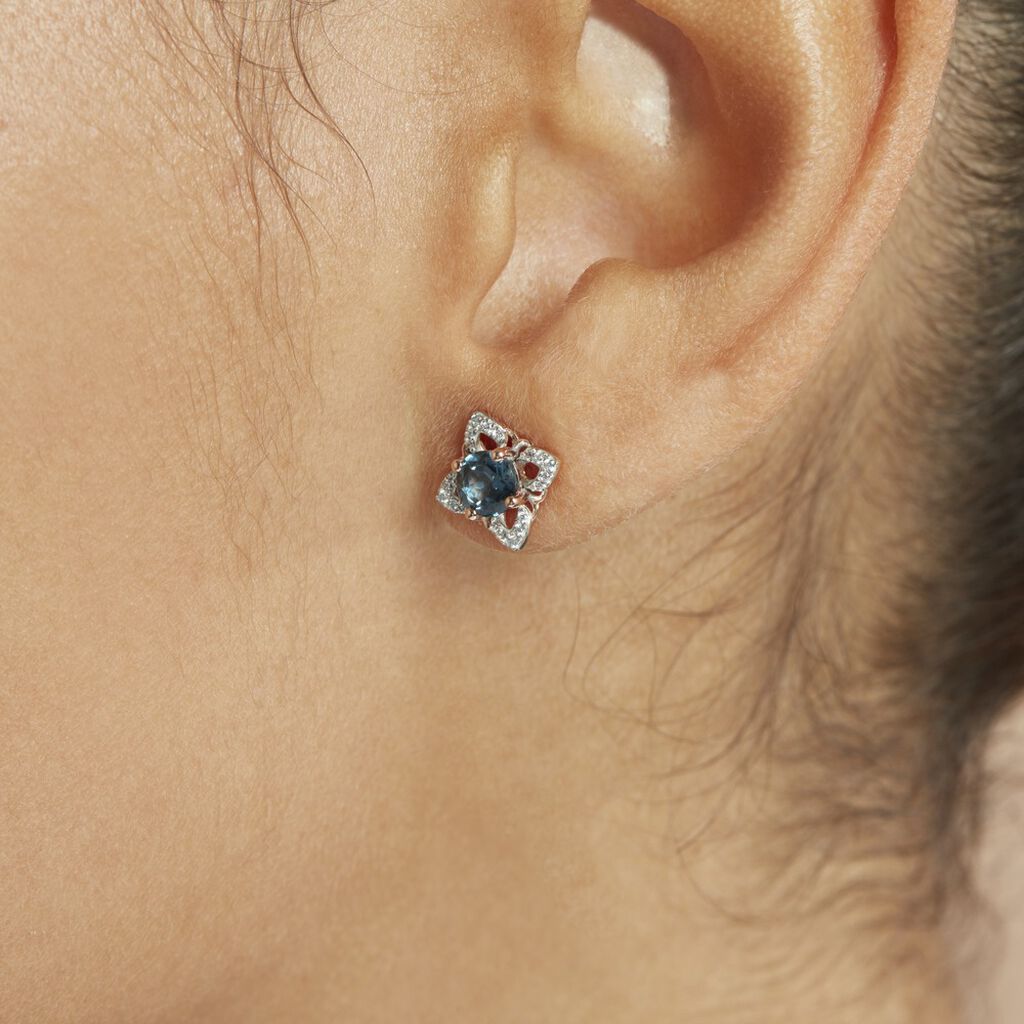 Boucles D'oreilles Pendantes Haia Or Rose Topaze Et Oxyde De Zirconium - Boucles d'oreilles pendantes Femme | Histoire d’Or