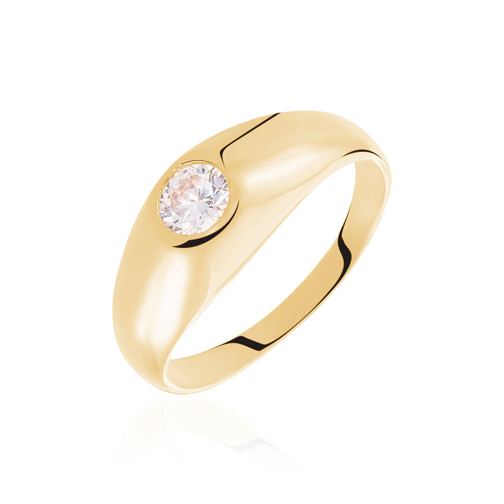 Bague Posie Plaqué Or Jaune Oxyde De Zirconium - Bagues solitaires Femme | Histoire d’Or