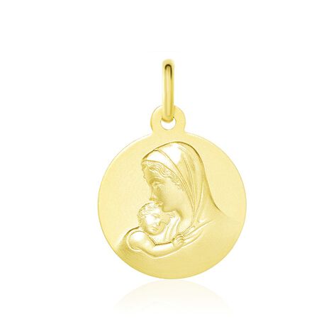 Medaille Or Jaune Vierge A L'enfant - Pendentifs Baptême Famille | Histoire d’Or