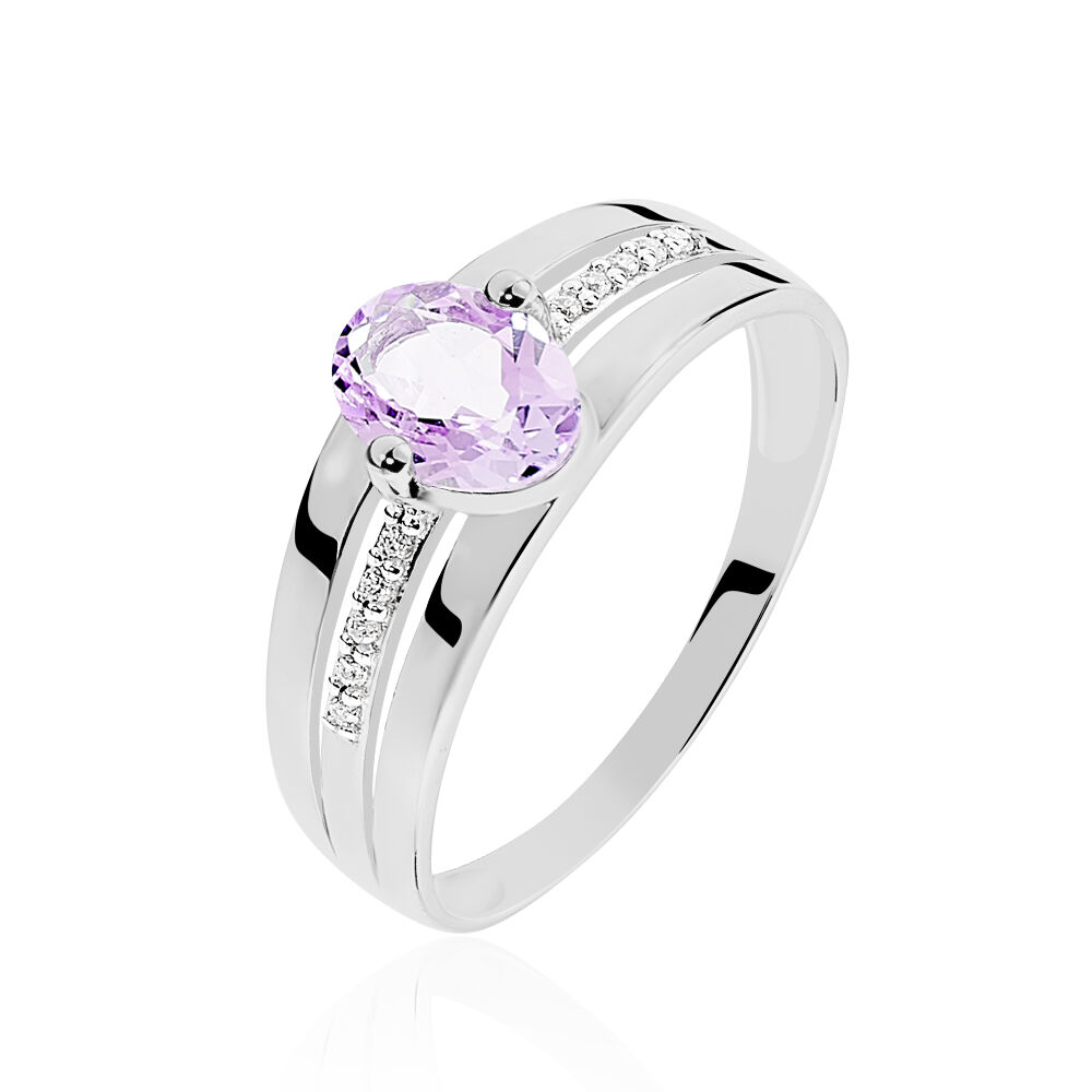 Bague Milna Or Blanc Amethyste Et Oxyde De Zirconium