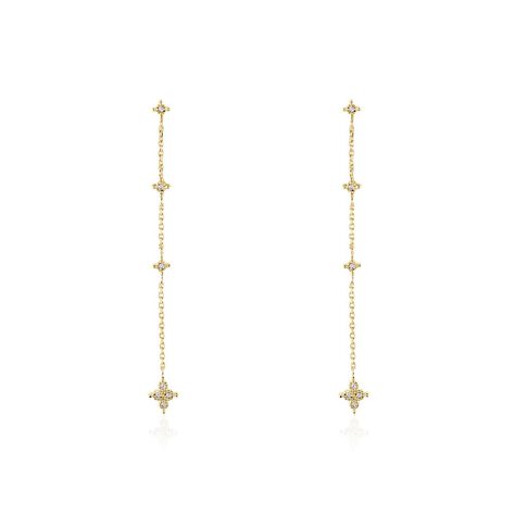 Boucles D'oreilles Pendantes Ziha Plaqué Or Jaune Oxyde De Zirconium - Boucles d'oreilles fantaisie Femme | Histoire d’Or