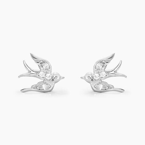 Boucles D'oreilles Puces Marilla Argent Blanc Oxyde De Zirconium - Boucles d'oreilles fantaisie Femme | Histoire d&rsquo;Or