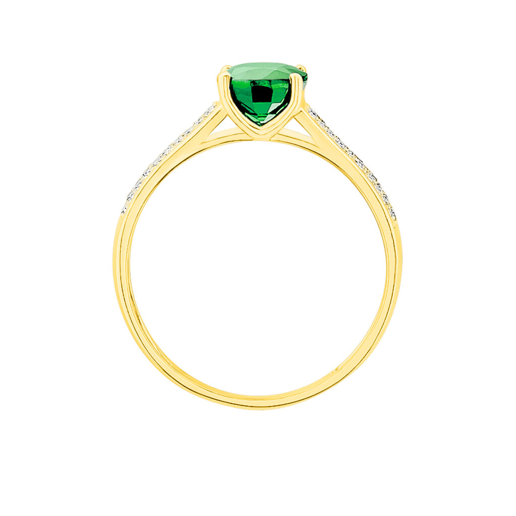 Bague Crista Or Jaune Emeraude Et Diamant - Bagues solitaires Femme | Histoire d’Or