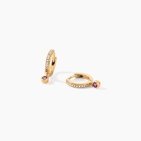 Creoles Dili Plaqué Or Pierres - Boucles d'oreilles créoles Femme | Histoire d’Or