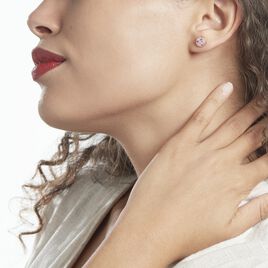 Boucles D'oreilles Puces Nelig Argent Rose Oxyde De Zirconium - Boucles d'oreilles fantaisie Femme | Histoire d’Or