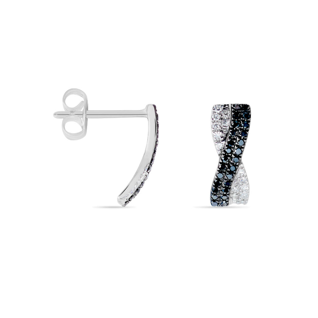 Boucles D'oreilles Puces Alric Or Blanc Diamant - Clous d'oreilles Femme | Histoire d’Or