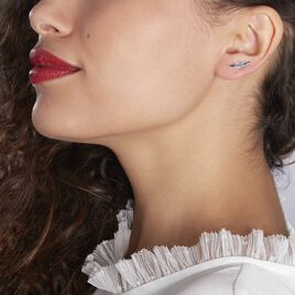 Bijoux D'oreilles Puja Argent Blanc Oxyde De Zirconium - Boucles d'Oreilles Plume Femme | Histoire d’Or