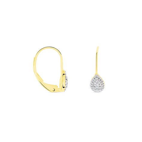 Boucles D’oreilles Dormeuses Agatha B63 – Cristal Bleu, Métal Doré, Occasion Bon état