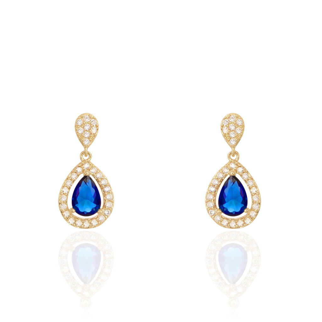 Boucles D'oreilles Pendantes Brigita Plaqué Or Pierre De Synthese - Boucles d'oreilles fantaisie Femme | Histoire d’Or
