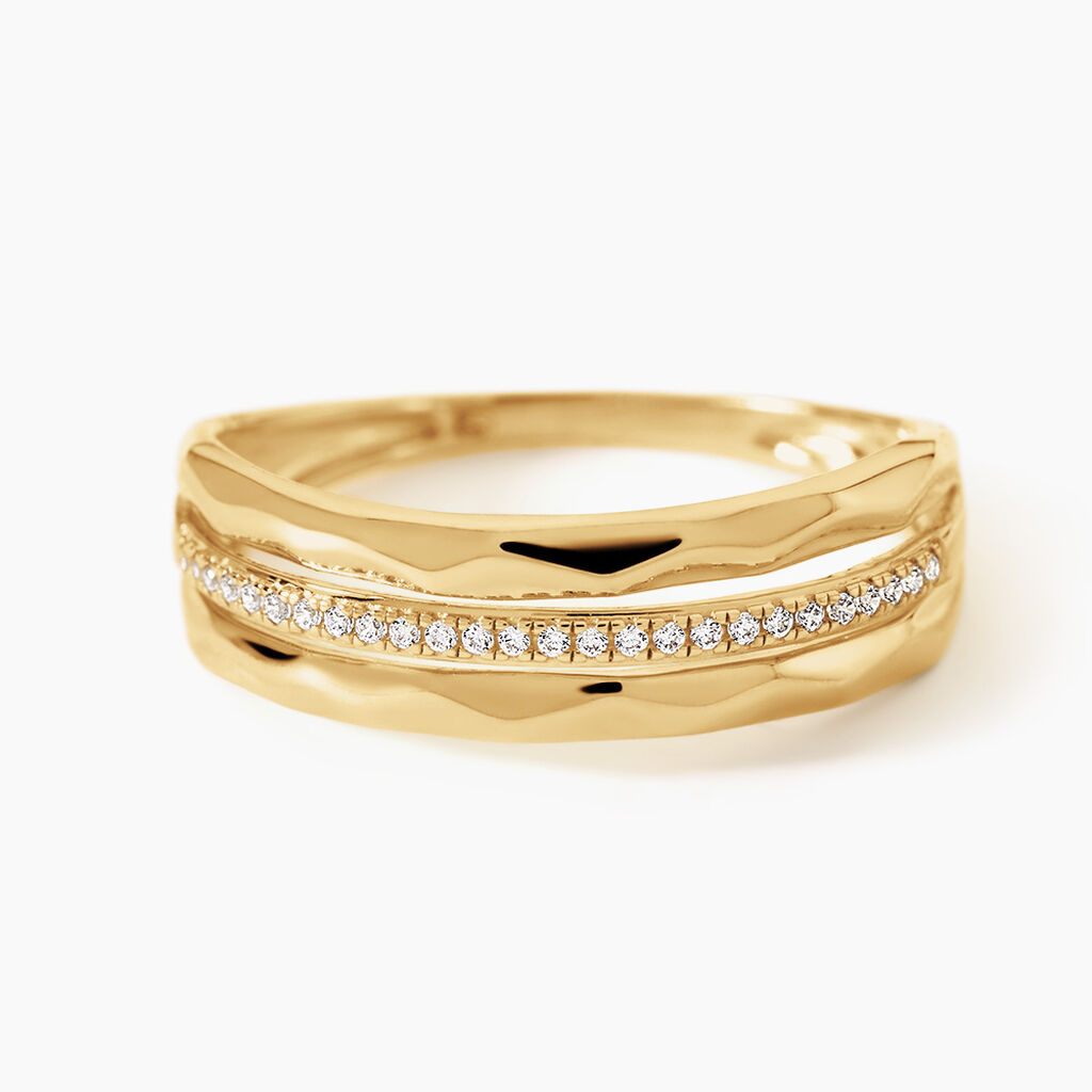 Bague Mauna Argent Dor&eacute; A L'Or 750/1000 Oxyde De Zirconium - Bagues avec pierre Femme | Histoire d&rsquo;Or
