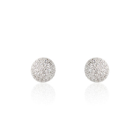 Boucles D'oreilles Puces Perta Argent Blanc Oxyde De Zirconium - Boucles d'oreilles fantaisie Femme | Histoire d’Or