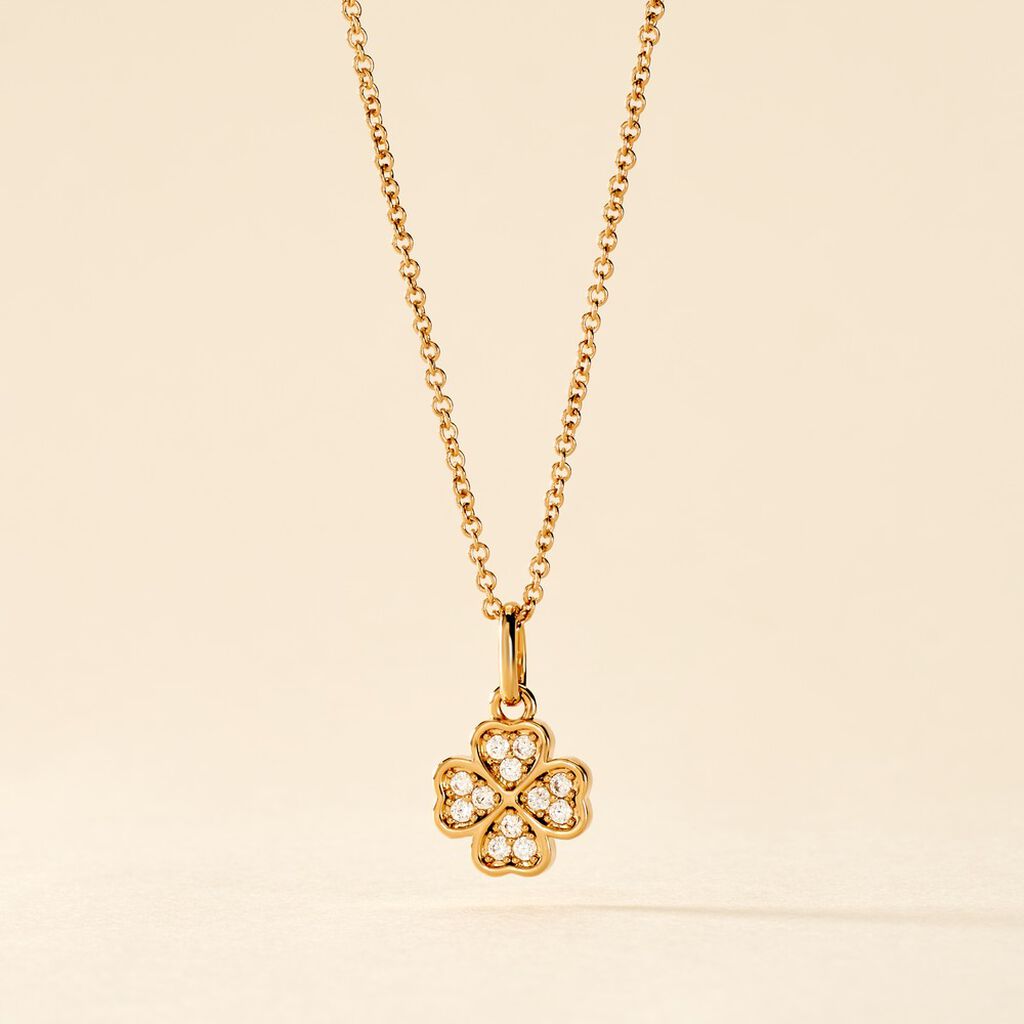 Collier Rhosyn Plaqu&eacute; Or Jaune Oxyde De Zirconium - Colliers Femme | Histoire d&rsquo;Or