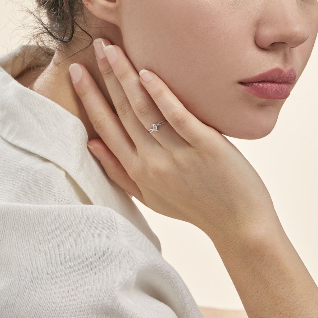Bague Chamirame Or Blanc Oxyde De Zirconium - Bagues solitaires Femme | Histoire d’Or