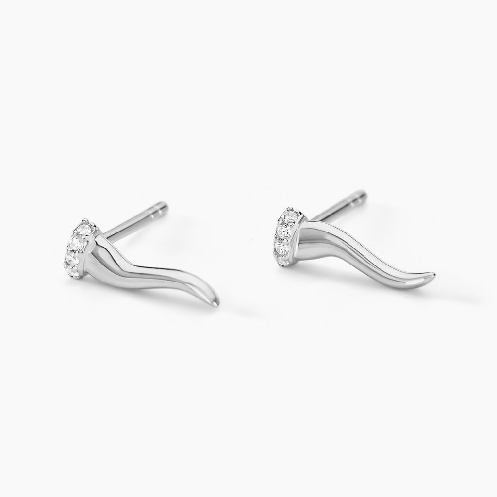 Boucles D'oreilles Puces Amalthee Argent Blanc Oxyde De Zirconium - Boucles d'oreilles fantaisie Femme | Histoire d’Or