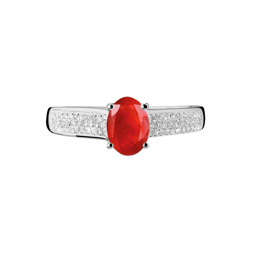 Bague Crista Or Blanc Rubis Et Diamant - Bagues solitaires Femme | Histoire d&rsquo;Or