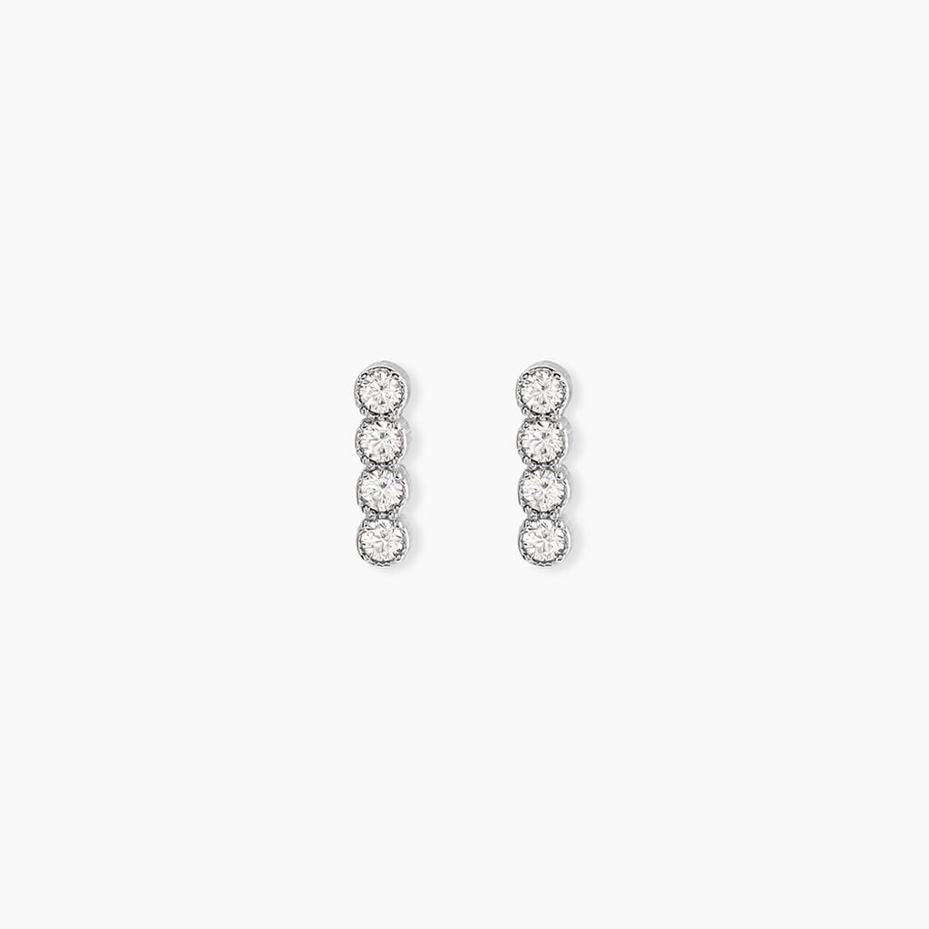 Boucles D'Oreilles Puces Evdokia Argent Blanc Oxyde De Zirconium - Boucles d'oreilles fantaisie Femme | Histoire d&rsquo;Or