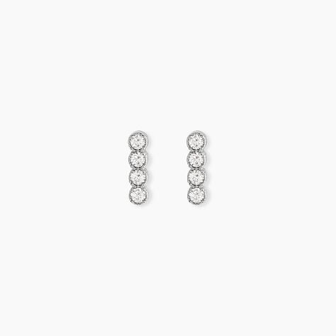 Boucles D'Oreilles Puces Evdokia Argent Blanc Oxyde De Zirconium - Boucles d'oreilles fantaisie Femme | Histoire d&rsquo;Or