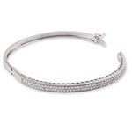 Bracelet Jonc Cl&eacute;lya Argent Blanc Oxyde De Zirconium - Bracelets joncs Femme | Histoire d&rsquo;Or