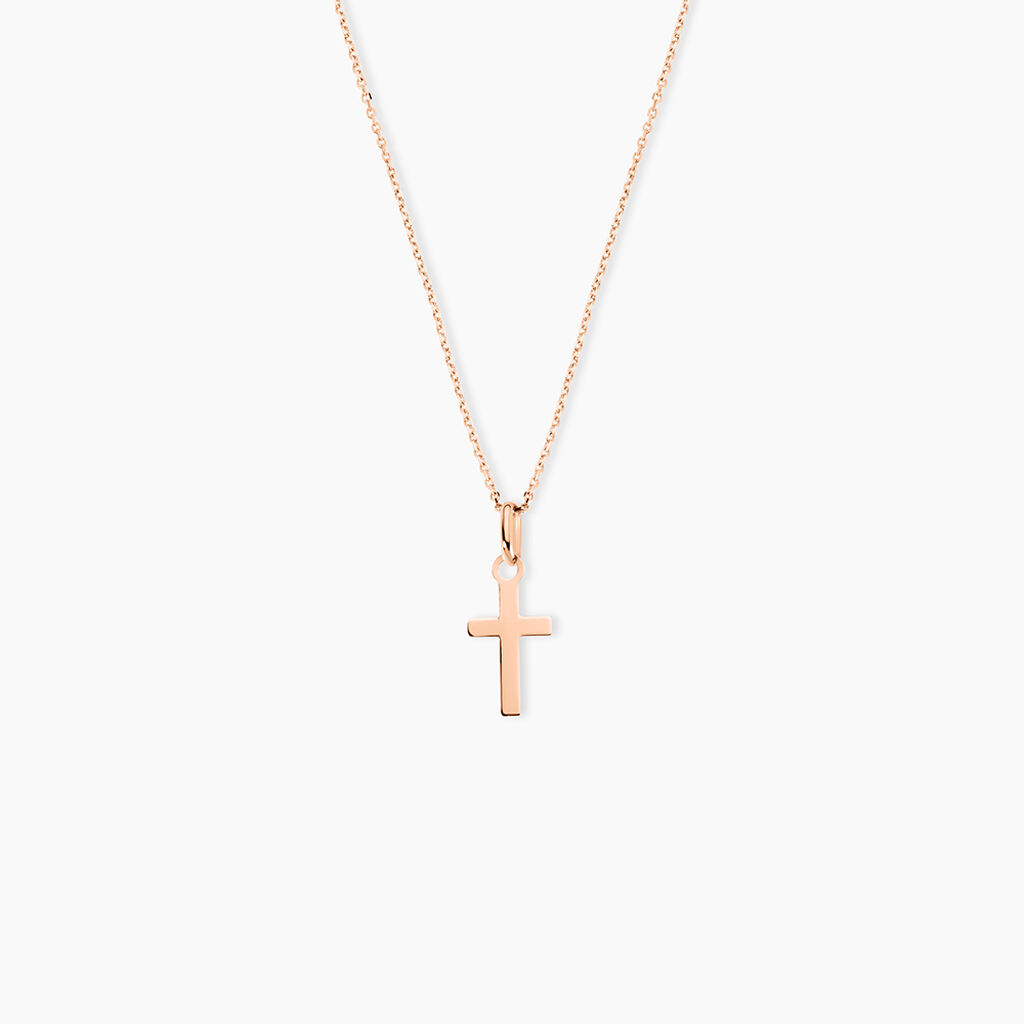 Pendentif Yoanie Croix Or Rose - Pendentifs Bapt&ecirc;me Famille | Histoire d&rsquo;Or