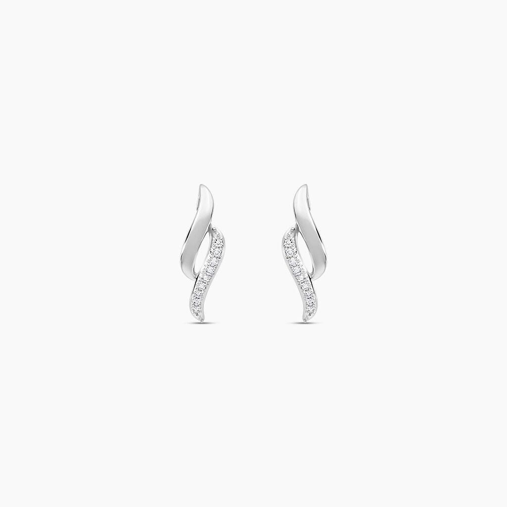 Boucles D'oreilles Puces Callum Or Blanc Diamant - Clous d'oreilles Femme | Histoire d&rsquo;Or