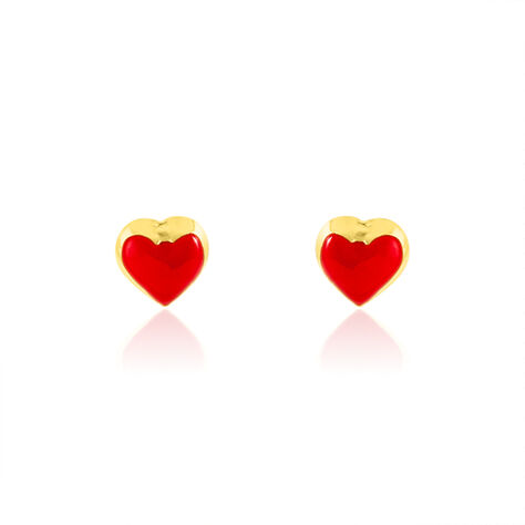 Boucles D'oreilles Puces Coralie Coeur Or Jaune - Clous d'oreilles Enfant | Histoire d’Or