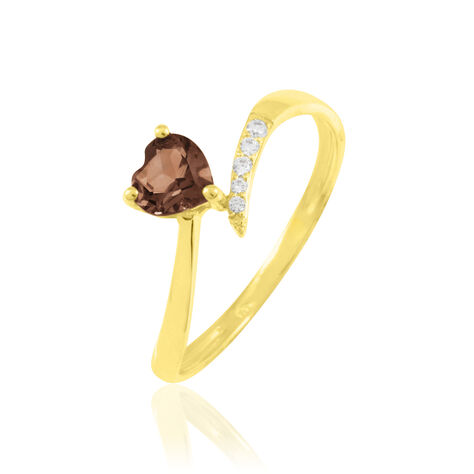 Bague Eva Or Jaune Quartz Et Diamant - Bagues solitaires Femme | Histoire d&rsquo;Or