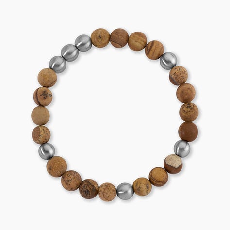 Bracelet Adonis Acier Blanc Jaspe Africain - Bracelets Lithoth&eacute;rapie Homme | Histoire d&rsquo;Or